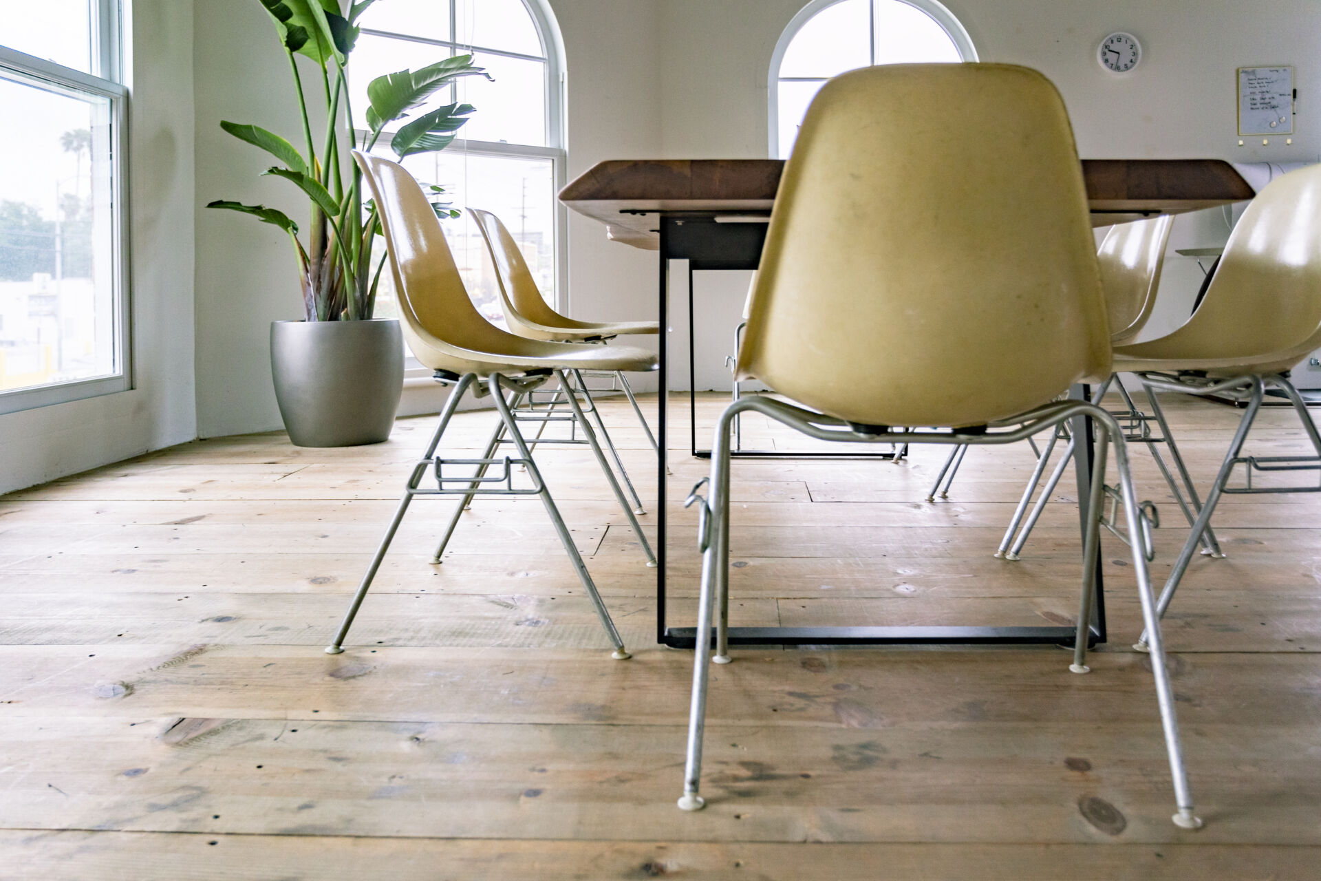 Dining room with real wood flooring fitted