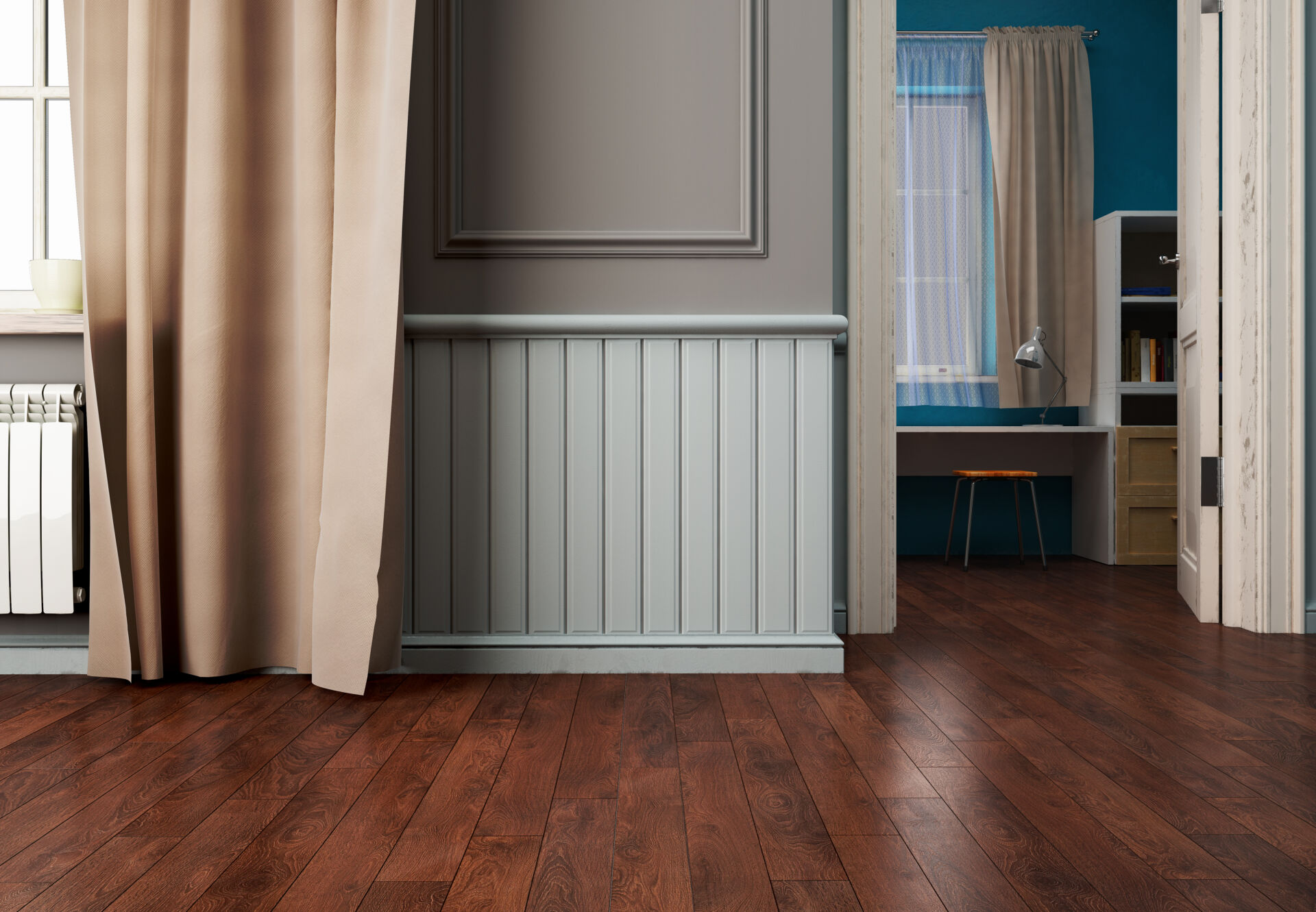 Dark hard wood real wood flooring fitted